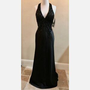 Flori Design Beaded Halter Formal Gown
